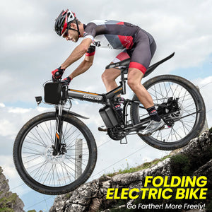 Gocio Electric Bike 500W Folding Electric Mountain Bike 26" Full Suspension Adult Electric Bike 21 Speed Max 19.8Mph with 48V 374.4Wh Battery UL2849 - GOCIO