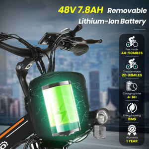 Gocio 26" Electric Bike for Adults, 500W Folding Electric Mountain Bicycle Max 19.8Mph, Full Suspension, 48V Foldable E-Bike Mountain Bike, 374.4Wh Lithium-Ion Battery Electric Mountain Bike, UL2849 - GOCIO