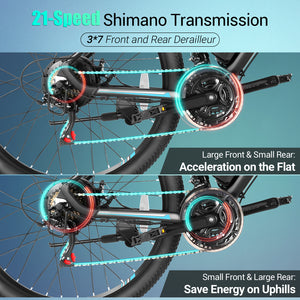 Gocio 500W 27.5" Electric Bike, Max 19.8mph Electric Mountain Bike 48V 10.4Ah Removable Battery Commuter Ebike for Adults, LCD Display Electric Bicycles, Shimano 21 Speed UL2849 Certified - GOCIO