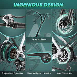 Gocio Peak 750W Electric Bike For Adults, 26" x 2.1" Step Thru Electric Bicycle, 48V 499Wh Waterproof Battery, Lockable Suspension Fork, LCD, Cruiser Ebike, Max 19.8Mph Commuter E-Bike UL2849 - GOCIO