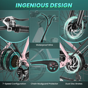 Gocio 26" x 2.1" Electric Bike for Adults, 500W Commuter Ebike, 48V 720wh Built-in Battery, 5 Riding Modes, Max 60 Miles, LCD, Lockable Front Suspension Step Thru E Bikes UL 2849 - GOCIO