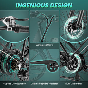 Gocio Peak 750W Electric Bike For Adults, 26" x 2.1" Step Thru Electric Bicycle, 48V 499Wh Waterproof Battery, Lockable Suspension Fork, LCD, Cruiser Ebike, Max 19.8Mph Commuter E-Bike UL2849 - GOCIO