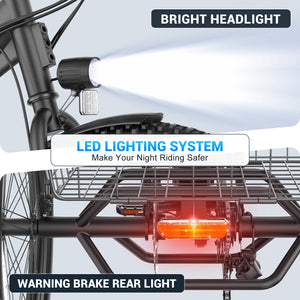 Gocio Electric Tricycle for Adults, Peak 500W Motor Electric Trike 48V 10.4AH UL2849 Battery, Cargo Motorized Tricycle, Shimano 7 Gears 3-Wheel Electric Bike for Adults & Seniors - GOCIO