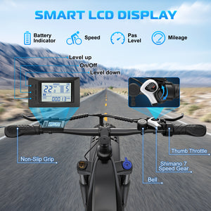 Gocio Electric Bike, 26" x 4.0 Fat Tire Ebike, 750W Motor Electric Mountain Bike for Adults, 22MPH Electric Bicycle for Men with 48V 15Ah Removable Battery UL 2849 Shimano 7 Speed - GOCIO