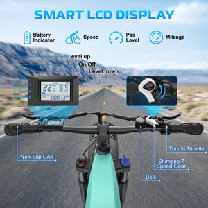 Gocio Electric Bike, 26" x 4.0 Fat Tire Ebike, 750W Motor Electric Mountain Bike for Adults, 22MPH Electric Bicycle for Men with 48V 15Ah Removable Battery UL 2849 Shimano 7 Speed - GOCIO