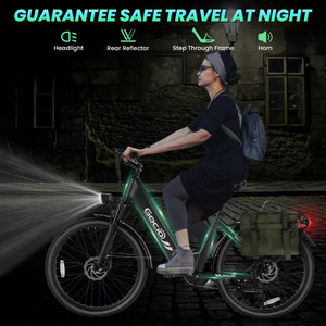 Gocio Peak 750W Electric Bike For Adults, 26" x 2.1" Step Thru Electric Bicycle, 48V 499Wh Waterproof Battery, Lockable Suspension Fork, LCD, Cruiser Ebike, Max 19.8Mph Commuter E-Bike UL2849 - GOCIO