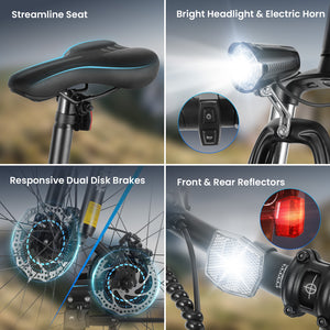 Gocio 27.5" Electric Bike, 500W Adult Electric Bicycle, 48V 10.4Ah Battery, 19.8MPH Electric Mountain Bike, Lockable Suspension Fork, LCD, Shimano 21-Speed Gears, E-Bikes for Off-Road, UL2849 - GOCIO