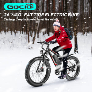 Gocio Electric Bike 500W Fat Tire Electric Bike for Adults 26 4.0" All Terrain Off Road Electric Mountain Bike Max 22Mph with 48V 13Ah Battery UL2849 - GOCIO