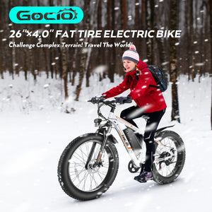 Gocio 26" 4.0 Fat Tire Electric Bike for Adults, 500W Adults E Bike, 48V 13Ah Battery, Max 22Mph Electric Mountain Bike Beach Bicycle Snow Bike Ebike for Men, Professional 7-Speed UL2849 - GOCIO