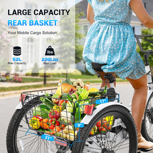 Gocio Electric Tricycle for Adults, Peak 500W Motor Electric Trike 48V 10.4AH UL2849 Battery, Cargo Motorized Tricycle, Shimano 7 Gears 3-Wheel Electric Bike for Adults & Seniors - GOCIO