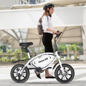 Gocio 14" Foldable Electric Bike, 375Wh 48V Electric Bicycles for Adults Women Teens, Peak 500W City Commuter Cruiser Ebikes, LED Display, E bike One-Piece Tire with 5 Riding Modes UL2849 - GOCIO
