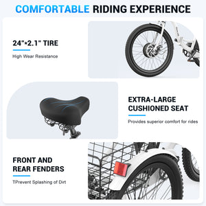 Gocio Electric Tricycle for Adults, Peak 500W Motor Electric Trike 48V 10.4AH UL2849 Battery, Cargo Motorized Tricycle, Shimano 7 Gears 3-Wheel Electric Bike for Adults & Seniors - GOCIO