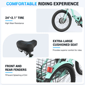 Gocio Electric Tricycle for Adults, Peak 500W Motor Electric Trike 48V 10.4AH UL2849 Battery, Cargo Motorized Tricycle, Shimano 7 Gears 3-Wheel Electric Bike for Adults & Seniors - GOCIO