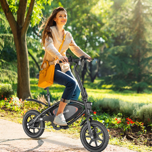 Gocio 14" Foldable Electric Bike, 375Wh 48V Electric Bicycles for Adults Women Teens, Peak 500W City Commuter Cruiser Ebikes, LED Display, E bike One-Piece Tire with 5 Riding Modes UL2849 - GOCIO