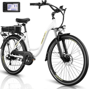 Gocio 26" Peak 700W Low Frame Electric Bike for Adults, Long-Lasting 48V 10.4Ah Battery, LCD Display, 5 Riding Modes, Headlight and Taillight, 7 Speeds Commuter Women Ebike, City Cruiser Ebike, Black - GOCIO