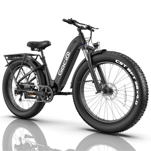 Gocio Electric Bike, 26" x 4.0 Fat Tire Ebike, 750W Motor Electric Mountain Bike for Adults, 22MPH Electric Bicycle for Men with 48V 15Ah Removable Battery UL 2849 Shimano 7 Speed - GOCIO