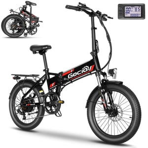 Gocio Foldable Electric Bike for Adults, Peak 750W Electric Mountain Bicycles, 20" * 2.4" Fat Tire Electric Bicycle, 375Wh 48V Removable Lithium-Ion Battery,Urban Commuter Ebike Man Woman UL2849 - GOCIO