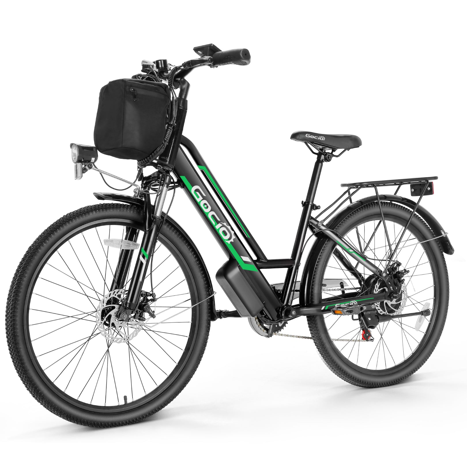 Gocio 500W 26" Electric Bike 48V Electric Bicycle for Adults, 19.8mph Cruiser Ebike, Electric Commuter Bike with Carrier Rack, Low Step Frame Shimano 7 Speed for Men Women Senior UL 2849 - GOCIO