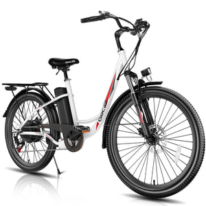 Gocio 26 in. Electric Bicycle 500W Electric Hybrid Bike, 48V Adjustable City Ebike for Adults, Suspension Fork, Max 19.8MPH, 7 Speed Gears Electric Commuter Bike for Men and Women, UL2849 - GOCIO