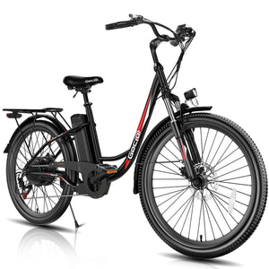 Gocio 26 in. Electric Bicycle 500W Electric Hybrid Bike, 48V Adjustable City Ebike for Adults, Suspension Fork, Max 19.8MPH, 7 Speed Gears Electric Commuter Bike for Men and Women, UL2849 - GOCIO
