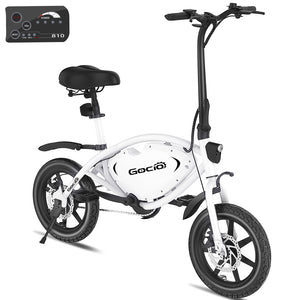 Gocio 14" Foldable Electric Bike, 375Wh 48V Electric Bicycles for Adults Women Teens, Peak 500W City Commuter Cruiser Ebikes, LED Display, E bike One-Piece Tire with 5 Riding Modes UL2849 - GOCIO