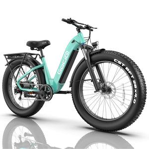 Gocio Electric Bike, 26" x 4.0 Fat Tire Ebike, 750W Motor Electric Mountain Bike for Adults, 22MPH Electric Bicycle for Men with 48V 15Ah Removable Battery UL 2849 Shimano 7 Speed - GOCIO
