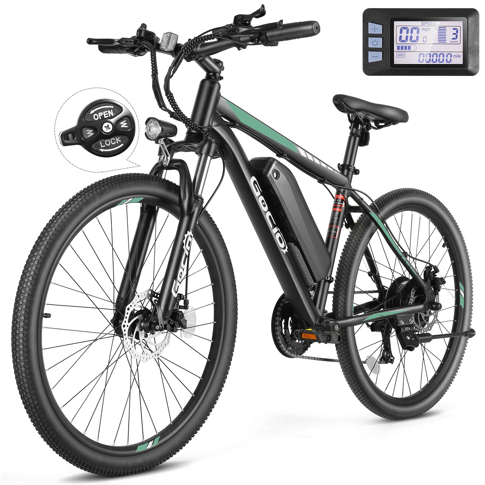 Gocio 27.5" Electric Bike, 500W Adult Electric Bicycle, 48V 10.4Ah Battery, 19.8MPH Electric Mountain Bike, Lockable Suspension Fork, LCD, Shimano 21-Speed Gears, E-Bikes for Off-Road, UL2849 - GOCIO