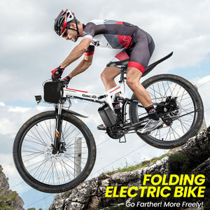 Gocio 26" Electric Bike for Adults, 500W Folding Electric Mountain Bicycle Max 19.8Mph, Full Suspension, 48V Foldable E-Bike Mountain Bike, 374.4Wh Lithium-Ion Battery Electric Mountain Bike, UL2849 - GOCIO