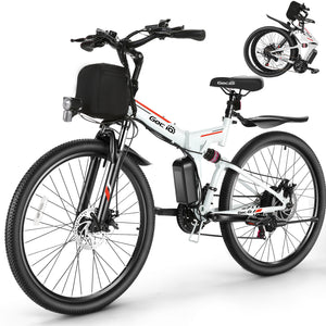 Gocio 26" Electric Bike for Adults, 500W Folding Electric Mountain Bicycle Max 19.8Mph, Full Suspension, 48V Foldable E-Bike Mountain Bike, 374.4Wh Lithium-Ion Battery Electric Mountain Bike, UL2849 - GOCIO