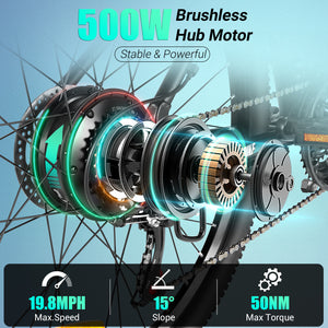 Gocio 500W 27.5" Electric Bike, Max 19.8mph Electric Mountain Bike 48V 10.4Ah Removable Battery Commuter Ebike for Adults, LCD Display Electric Bicycles, Shimano 21 Speed UL2849 Certified - GOCIO