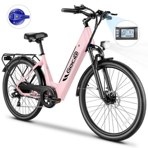 Gocio Peak 750W Electric Bike For Adults, 26" x 2.1" Step Thru Electric Bicycle, 48V 499Wh Waterproof Battery, Lockable Suspension Fork, LCD, Cruiser Ebike, Max 19.8Mph Commuter E-Bike UL2849 - GOCIO