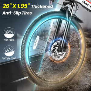 Gocio Electric Bike 500W Folding Electric Mountain Bike 26" Full Suspension Adult Electric Bike 21 Speed Max 19.8Mph with 48V 374.4Wh Battery UL2849 - GOCIO