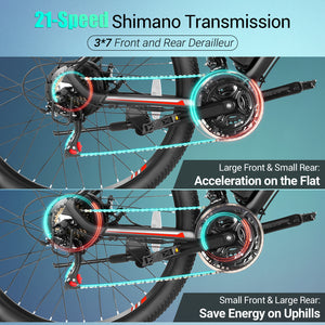 Gocio 500W 27.5" Electric Bike, Max 19.8mph Electric Mountain Bike 48V 10.4Ah Removable Battery Commuter Ebike for Adults, LCD Display Electric Bicycles, Shimano 21 Speed UL2849 Certified - GOCIO