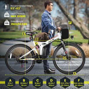 Gocio Electric Bike 500W Folding Electric Mountain Bike 26" Full Suspension Adult Electric Bike 21 Speed Max 19.8Mph with 48V 374.4Wh Battery UL2849 - GOCIO
