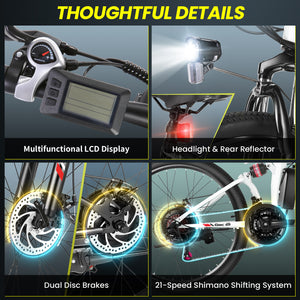 Gocio 26" Electric Bike for Adults, 500W Folding Electric Mountain Bicycle Max 19.8Mph, Full Suspension, 48V Foldable E-Bike Mountain Bike, 374.4Wh Lithium-Ion Battery Electric Mountain Bike, UL2849 - GOCIO