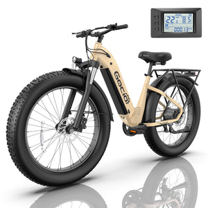 Gocio Electric Bike, 26" x 4.0 Fat Tire Ebike, 750W Motor Electric Mountain Bike for Adults, 22MPH Electric Bicycle for Men with 48V 15Ah Removable Battery UL 2849 Shimano 7 Speed - GOCIO