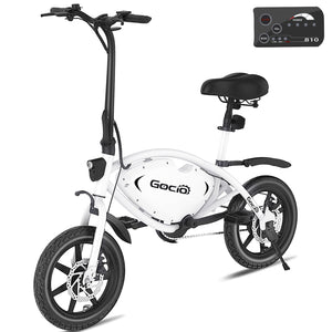 Gocio 14" Foldable Electric Bike, 375Wh 48V Electric Bicycles for Adults Women Teens, Peak 500W City Commuter Cruiser Ebikes, LED Display, E bike One-Piece Tire with 5 Riding Modes UL2849 - GOCIO