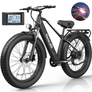 Gocio Peak 1000W Electric Mountain Bike, 26" x 4.0" Fat Tire Electric Bike, 48V 15Ah Battery, 28MPH Adult Electric Bicycle with Taillight, Control Cruise Mode, Ebike for Off Road, Sand, Snow, UL2849 - GOCIO