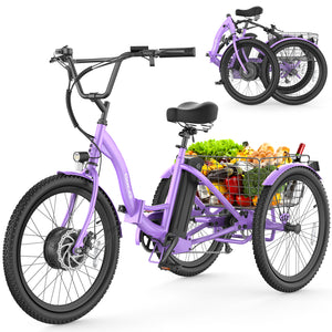 Gocio Electric Tricycle for Adults, Peak 500W Motor Electric Trike 48V 10.4AH UL2849 Battery, Cargo Motorized Tricycle, Shimano 7 Gears 3-Wheel Electric Bike for Adults & Seniors - GOCIO