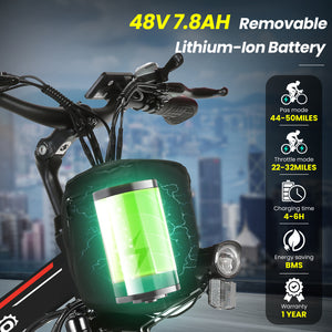 Gocio 26" Electric Bike for Adults, 500W Folding Electric Mountain Bicycle Max 19.8Mph, Full Suspension, 48V Foldable E-Bike Mountain Bike, 374.4Wh Lithium-Ion Battery Electric Mountain Bike, UL2849 - GOCIO