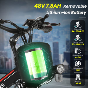 Gocio Electric Bike 500W Folding Electric Mountain Bike 26" Full Suspension Adult Electric Bike 21 Speed Max 19.8Mph with 48V 374.4Wh Battery UL2849 - GOCIO