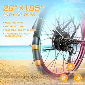 Gocio 26 in. Electric Bicycle 500W Electric Hybrid Bike, 48V Adjustable City Ebike for Adults, Suspension Fork, Max 19.8MPH, 7 Speed Gears Electric Commuter Bike for Men and Women, UL2849 - GOCIO