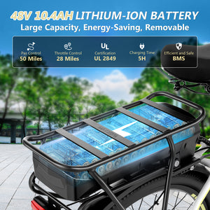 Gocio 26" Peak 700W Low Frame Electric Bike for Adults, Long-Lasting 48V 10.4Ah Battery, LCD Display, 5 Riding Modes, Headlight and Taillight, 7 Speeds Commuter Women Ebike, City Cruiser Ebike, Black - GOCIO