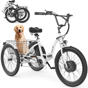 Gocio Electric Tricycle for Adults, Peak 500W Motor Electric Trike 48V 10.4AH UL2849 Battery, Cargo Motorized Tricycle, Shimano 7 Gears 3-Wheel Electric Bike for Adults & Seniors - GOCIO