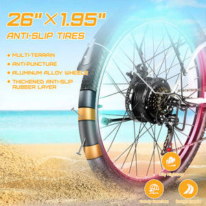 Gocio 26 in. Electric Bicycle 500W Electric Hybrid Bike, 48V Adjustable City Ebike for Adults, Suspension Fork, Max 19.8MPH, 7 Speed Gears Electric Commuter Bike for Men and Women, UL2849 - GOCIO