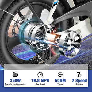 Gocio Peak 700W Electric Bike, 16" x 3.0 One-Piece Fat Tire Foldable Electric Bicycle for Adults Women, 48V 374.4Wh Removable Battery Ebikes, 20MPH Commuter E Bike for Teenager UL 2849 - GOCIO