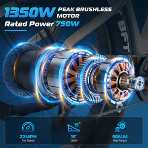 Gocio Electric Bike, 26" x 4.0 Fat Tire Ebike, 750W Motor Electric Mountain Bike for Adults, 22MPH Electric Bicycle for Men with 48V 15Ah Removable Battery UL 2849 Shimano 7 Speed - GOCIO