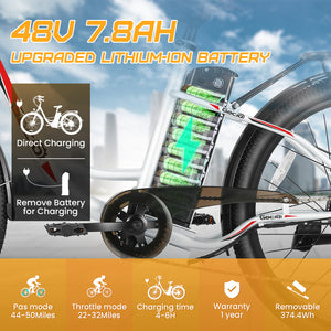 Gocio 26 in. Electric Bicycle 500W Electric Hybrid Bike, 48V Adjustable City Ebike for Adults, Suspension Fork, Max 19.8MPH, 7 Speed Gears Electric Commuter Bike for Men and Women, UL2849 - GOCIO