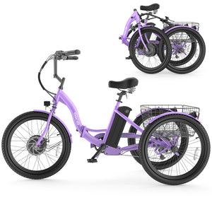 Gocio Electric Tricycle for Adults, Peak 500W Motor Electric Trike 48V 10.4AH UL2849 Battery, Cargo Motorized Tricycle, Shimano 7 Gears 3-Wheel Electric Bike for Adults & Seniors - GOCIO
