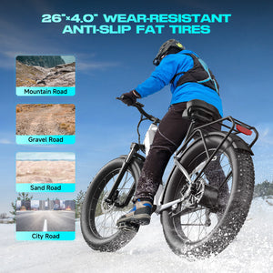 Gocio Peak 1000W Electric Mountain Bike, 26" x 4.0" Fat Tire Electric Bike, 48V 15Ah Battery, 28MPH Adult Electric Bicycle with Taillight, Control Cruise Mode, Ebike for Off Road, Sand, Snow, UL2849 - GOCIO
